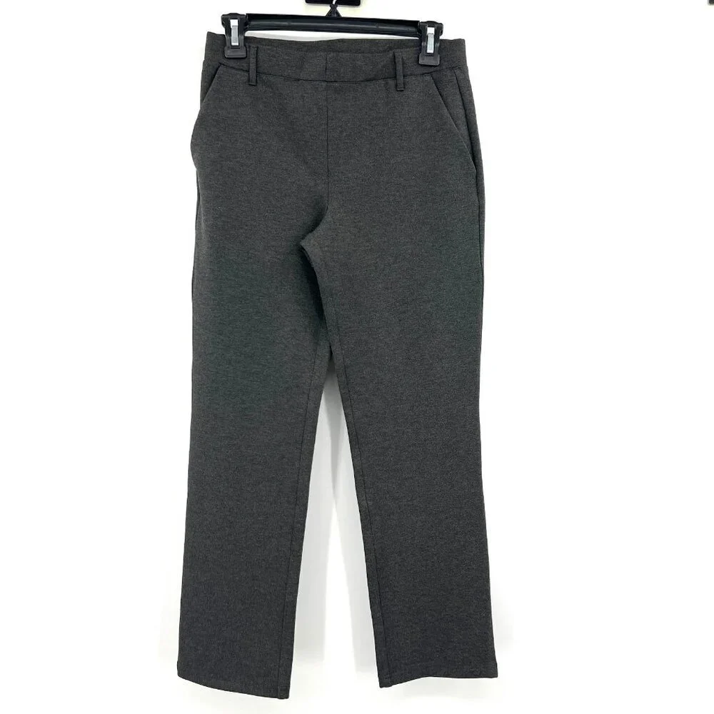Quince Charcoal Gray Ultra-Stretch Ponte Straight Leg Pull On Pants Women Small - Picture 1 of 6